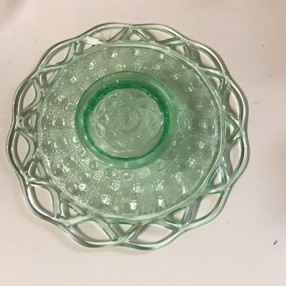 Vintage Green Pressed Glass Plate - Picture 2 of 3